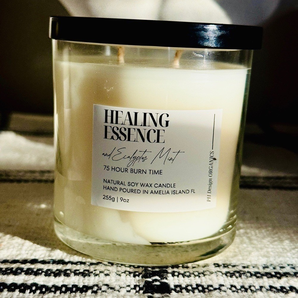 Candle- Organic, Healing Essence  (Burns 50-400‎ hours) -with Notes of E…